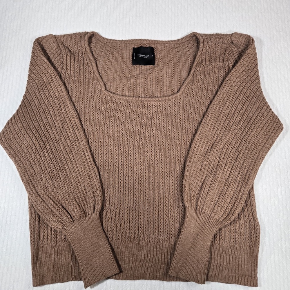 Lucky Brand Women's Brown Crew Neck Sweater